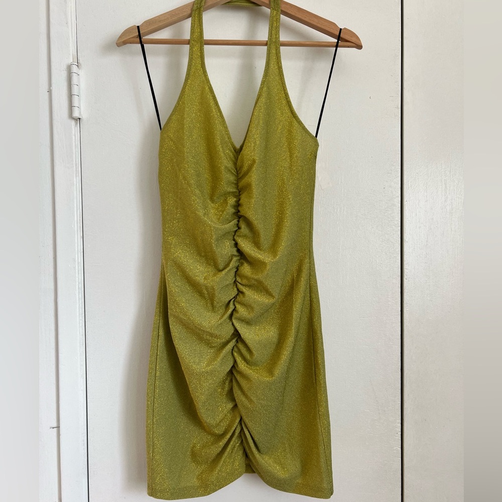 Sparkle green halter dress